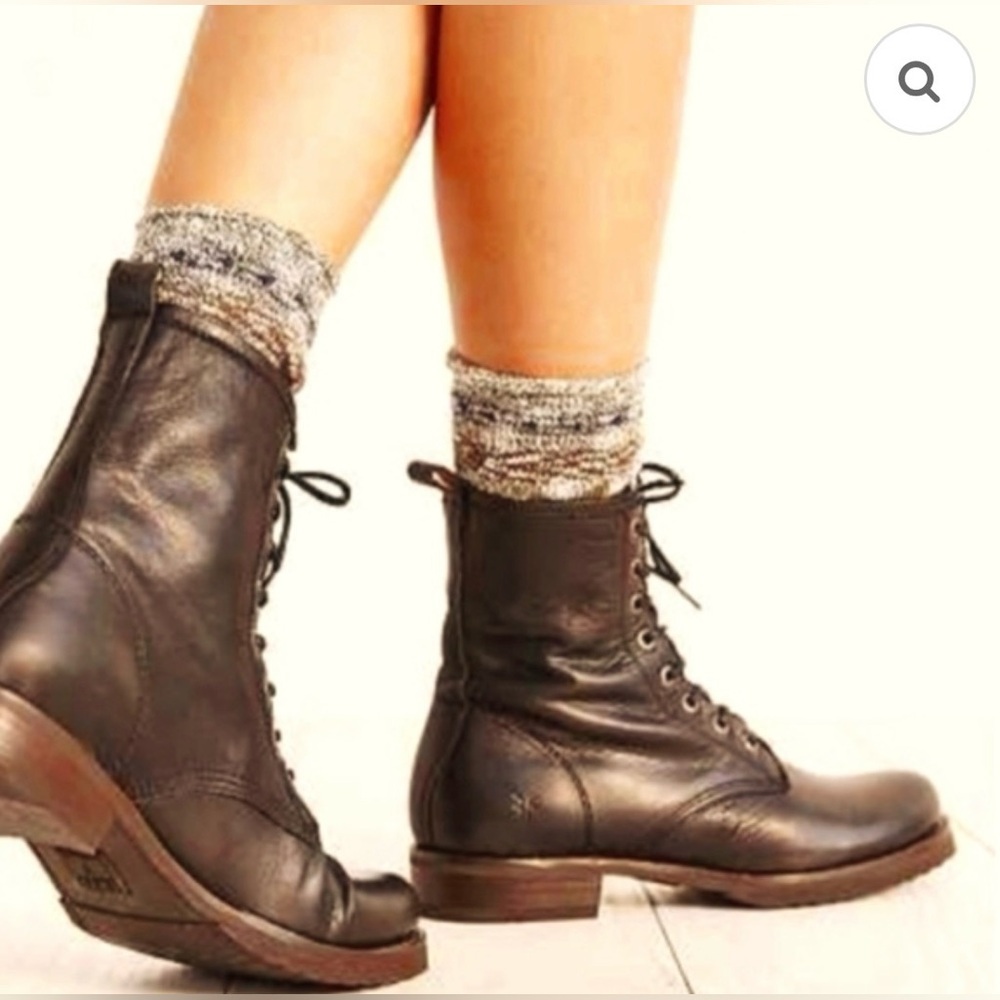 Frye Veronica leather lace up combat boots